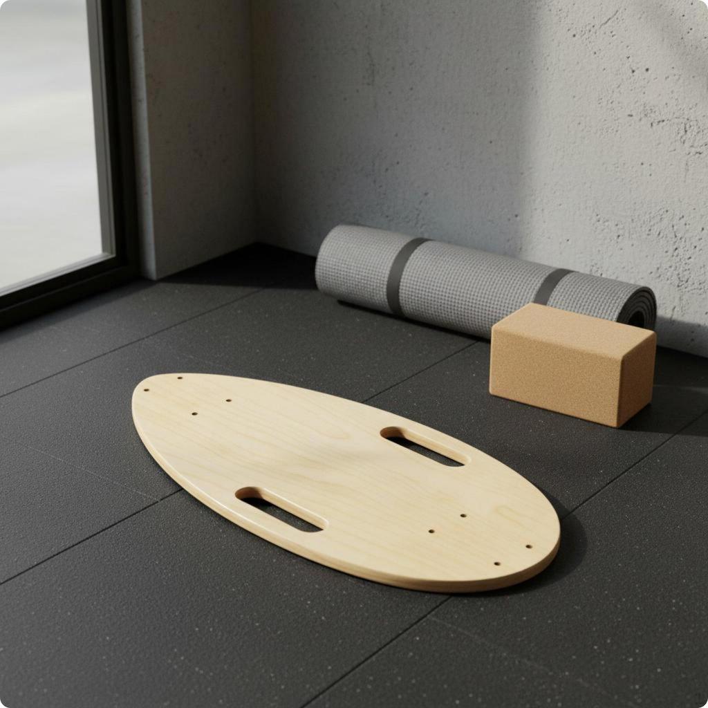 Wooden Balance Board MultiPly Construction Wood with Handles Double Handle Holes Sports Gear
