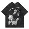 Anime Soul Eater Shirt Herren Atmungsaktiv Druck Polyester Kurzarm Vintage Gewaschenes T-Shirt Mode Harajuku Locker Y2k T-Shirts Oberteile
