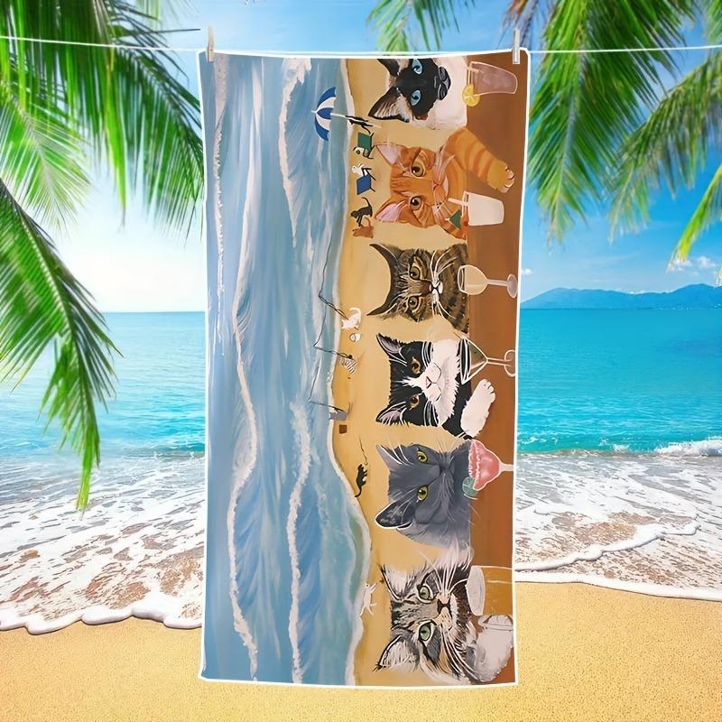 

Cute Cat-Printed Beach Towel: Dive into Fun by the Sea! Suitable for towels, bath towels, beach towels W30*H60(CM)