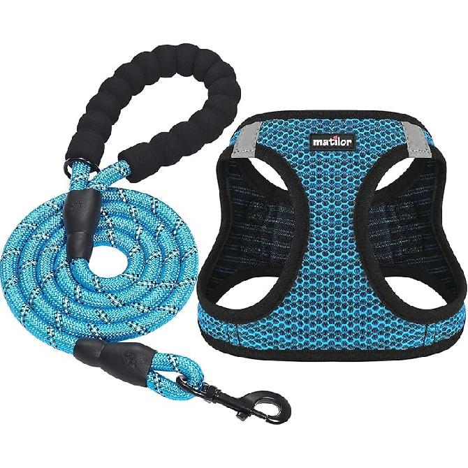 Dog Harness Step-in Breathable Puppy Cat Dog Vest Harnesses for Small Medium Dogs Blue M (Chest 13.5 -16.5 , W