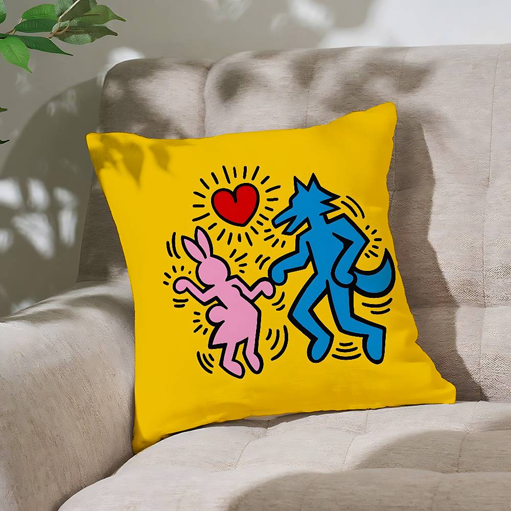 

Art K-Keith-H-Haring Pillow Case Cushion Cover Soft Cute Throw Pillow Case For Car Sofa Pillowcase Polyester With Zipper 24x24Inch