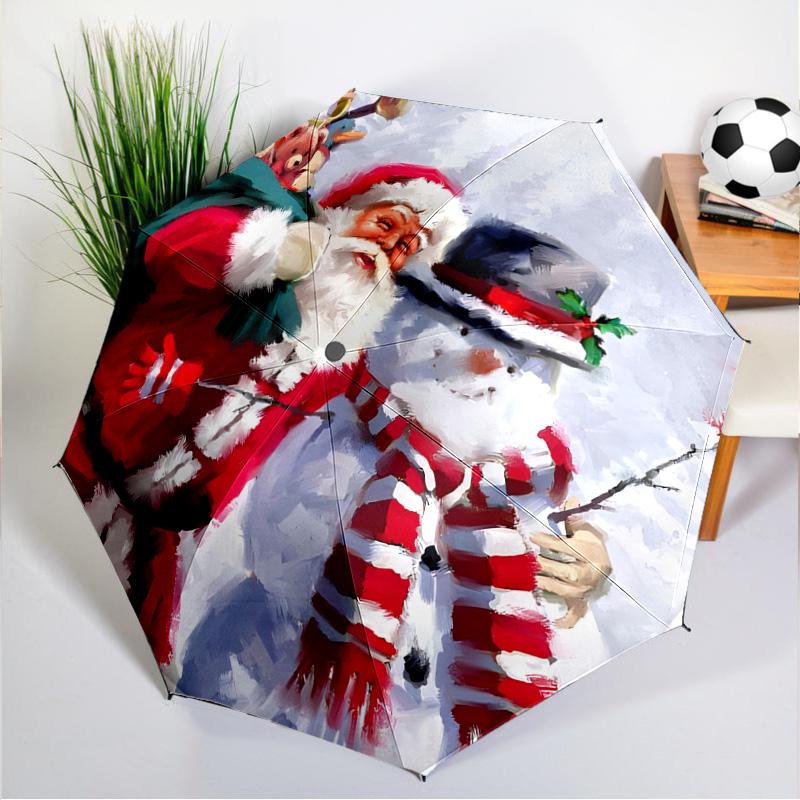 Santa Snowman Friendship Umbrella 8-Frame for Travel, Camping, Casual Lightweight Portable Umbrella, Essential for Every Family Holidays Gift
