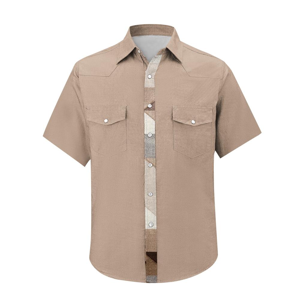 Men'S Fashionable Lapel And Shoulder Length Short Sleeved Casual Top