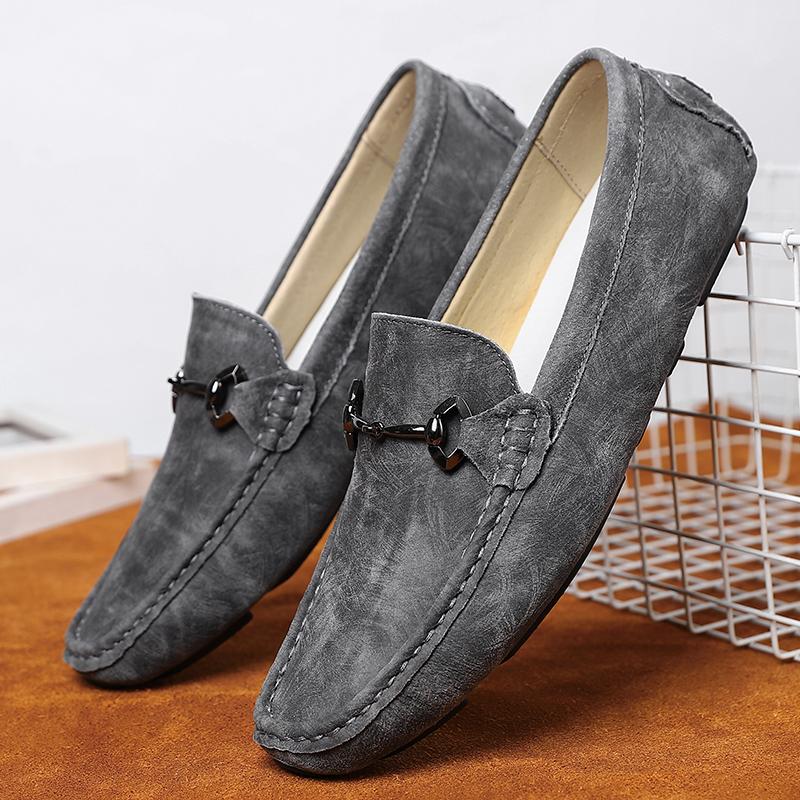 Fashion Men Casual Shoes Fashion Men Fur Handmade Suede Genuine Leather Mens Loafers Moccasins Slip On Men's Flats Male Driving Shoes