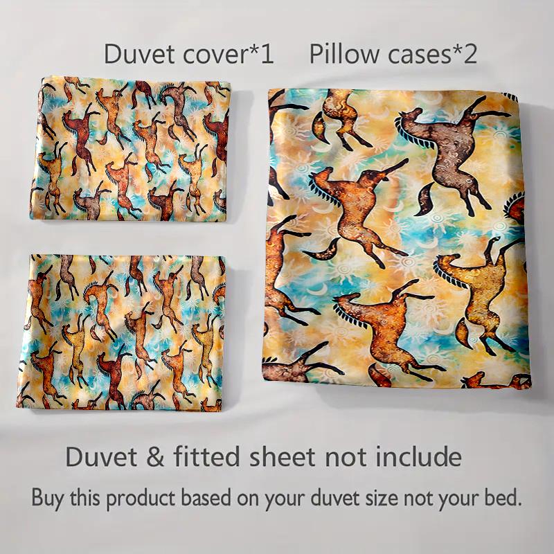 Colorful Galloping Horses Bedding Duvet Cover Sets Duvet Covers Pillowcases Gifts (1 * Duvet Cover 2 * Pillowcases, Without Duvet Insert)