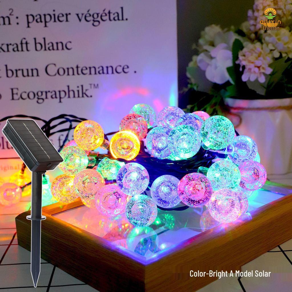 Waterproof Solar LED Bubble Ball String Lights with Remote Control for Outdoor Decoration