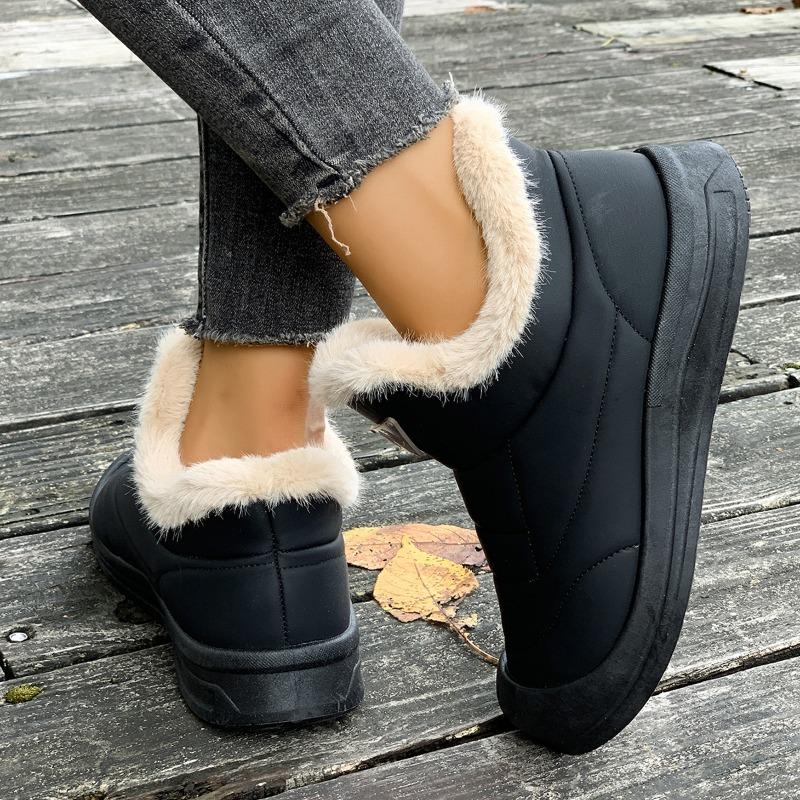 New Fleece Cotton Boots for Women, Casual Thick-soled Waterproof Cotton Shoes
