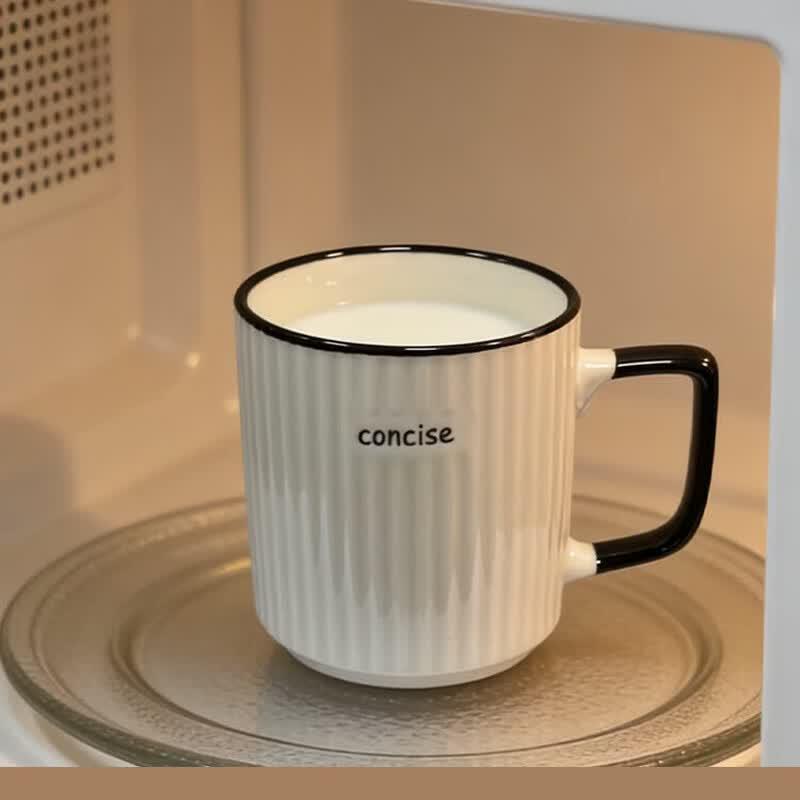 Japanese Style Ceramic Mug with Lid and Spoon, 340ml