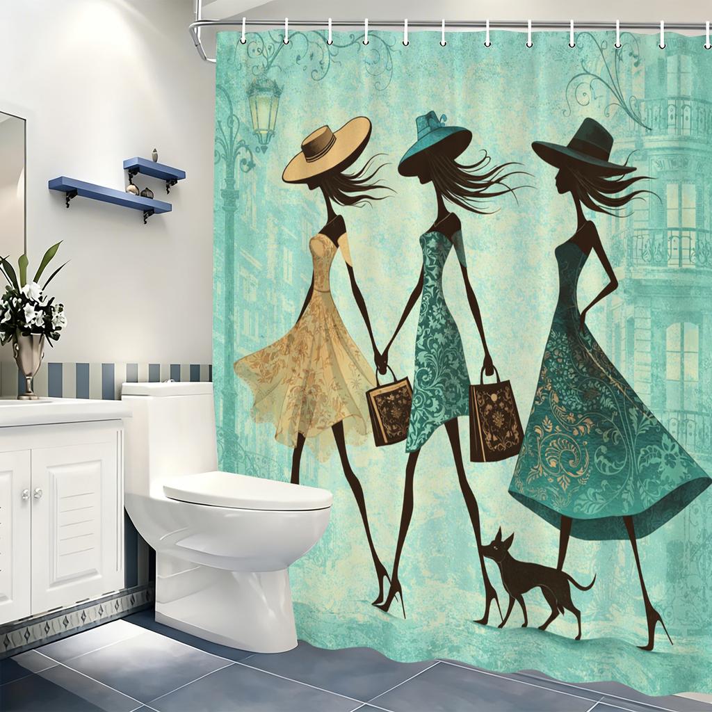Fancy Art Printed Polyester Shower Curtain - Stylish Bathroom Decor, Fashionable Bath Linen For Home Hotel