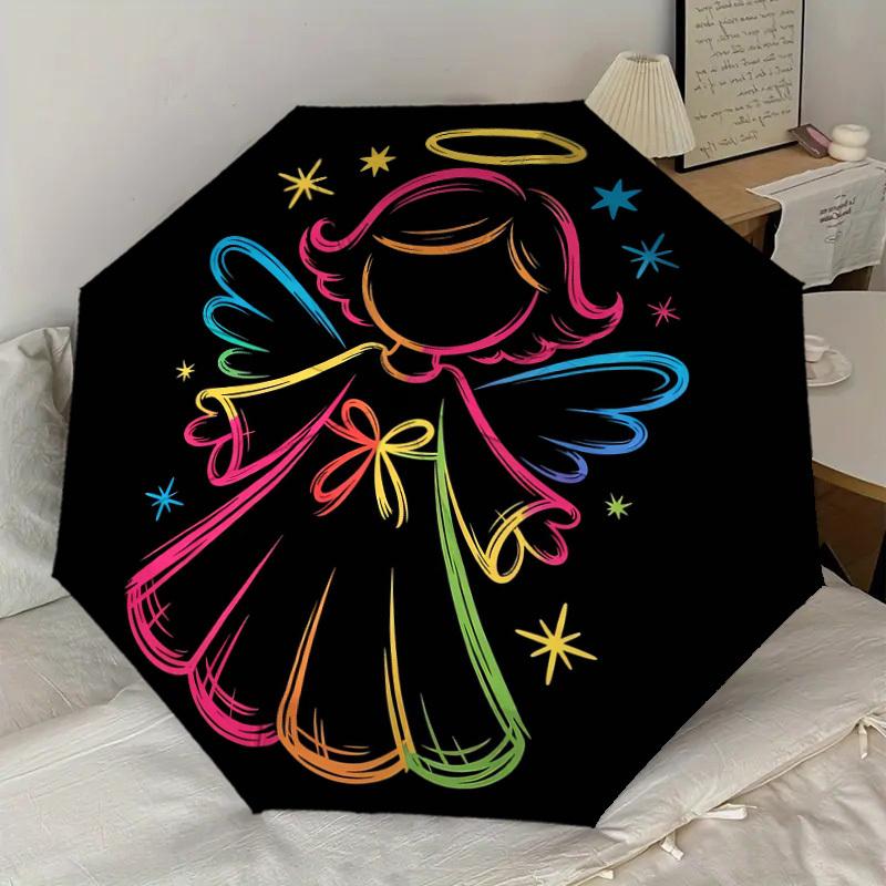 1pc Angel Star Pattern Umbrella Design Automatic Opening and Closing Umbrella, High-quality Travel Umbrella, Lightweight and Portable,