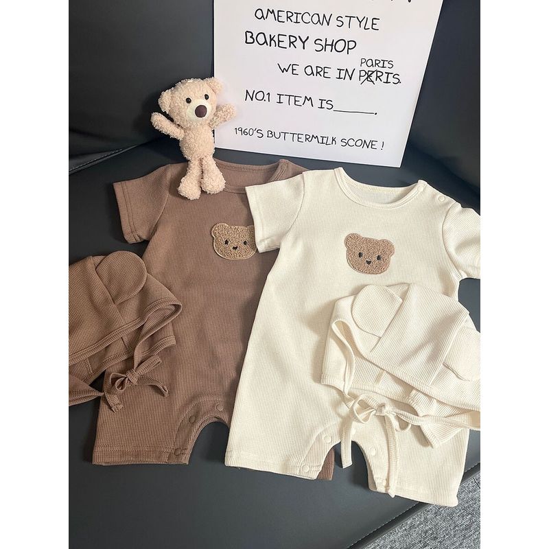 Baby Onesie Summer Waffle Bear Baby Romper