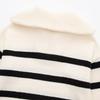 Maglione da Donna Casual Largo con Collo Alto e Zip a Strisce Lavorato a Maglia Pullover Autunno Inverno Top Caldi Maglieria Primaverile