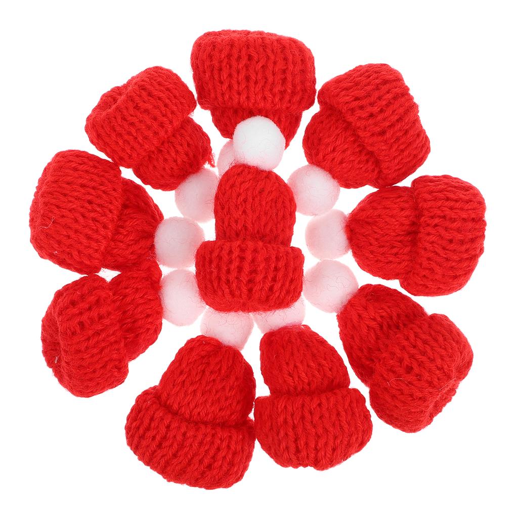 10pcs Christmas Hat Accessories Knitted Santa Cap Festive Party Favors Diy Handmade Photo Props Red For Holiday Decorations