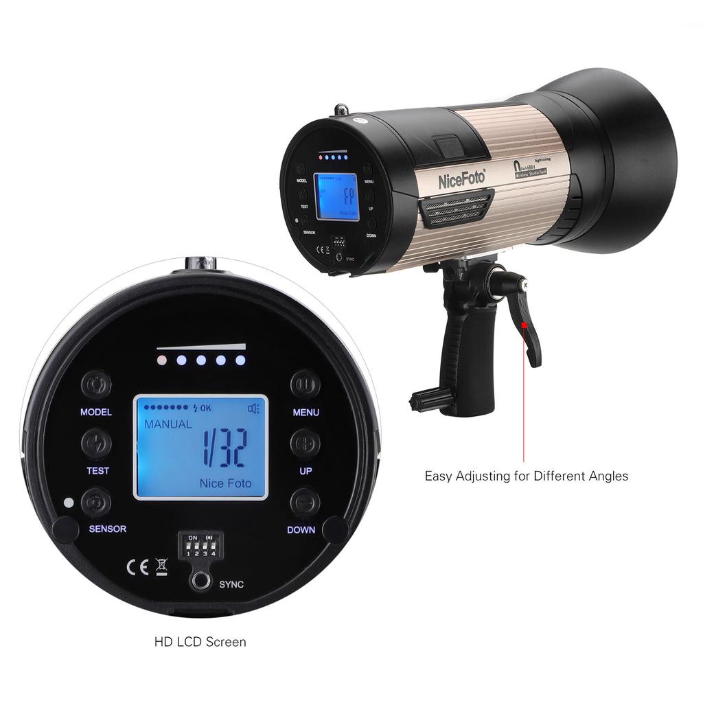 NiceFoto Outdoor Studio Flash Strobe Light 2.4G Wireless System 500 Times Full Power Flash Support 6600mAh Battery