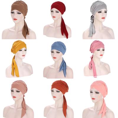 1 Adet Müslüman Başörtüsü Polyester Moda Dua Esneklik Alt Şapka Türban Kadın