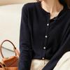 Women Sweaters Cardigans 2025 Autumn Winter Long Sleeve O-Neck Black Knitted Sweater Women Tops Cardigan JJ157