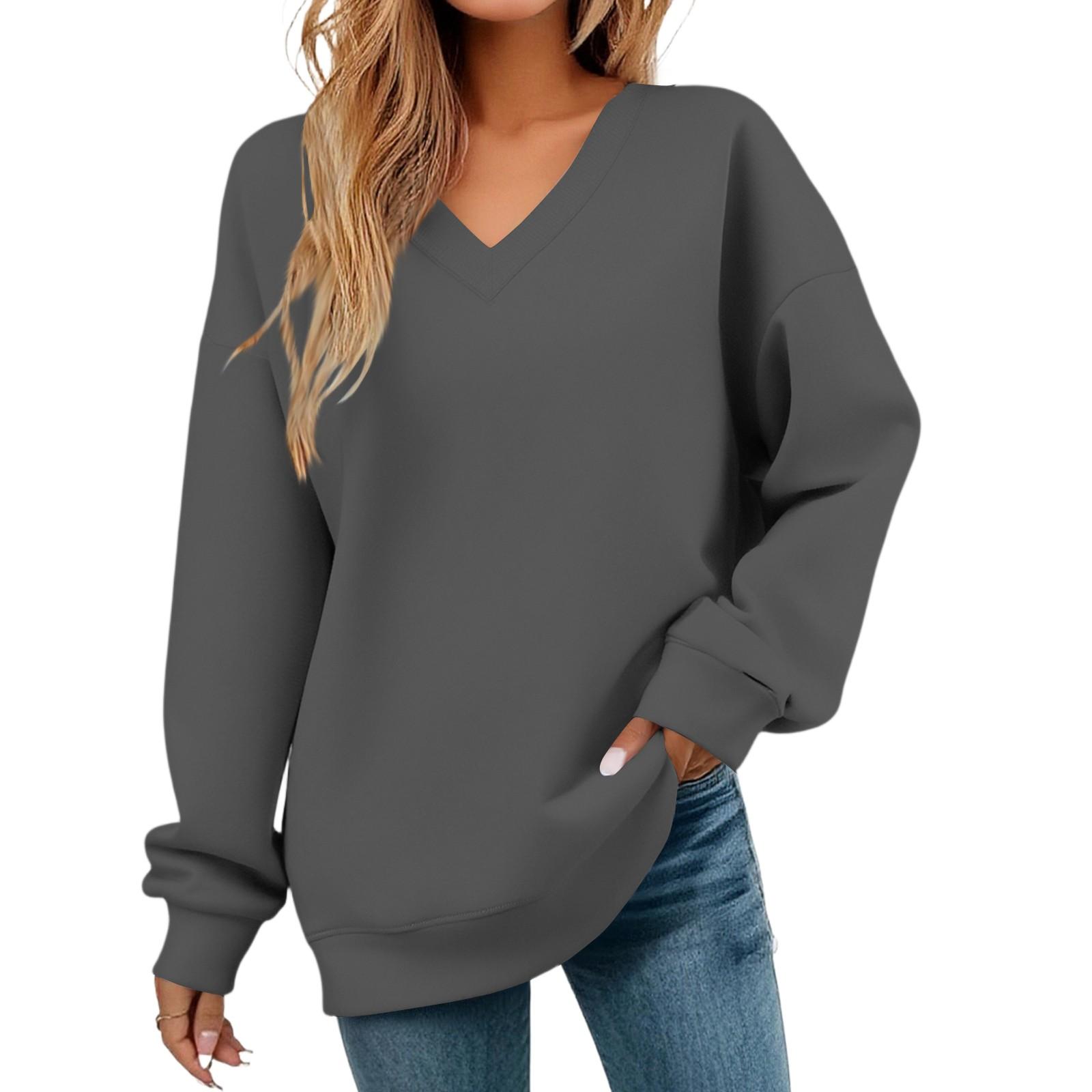 

Women s Casual Fashion V-neck Long-sleeved Sweatshirt M