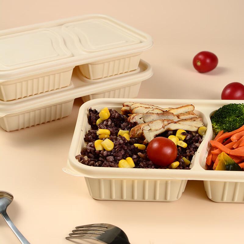 Engångs Bento-låda med dubbla fack av majsstärkelse