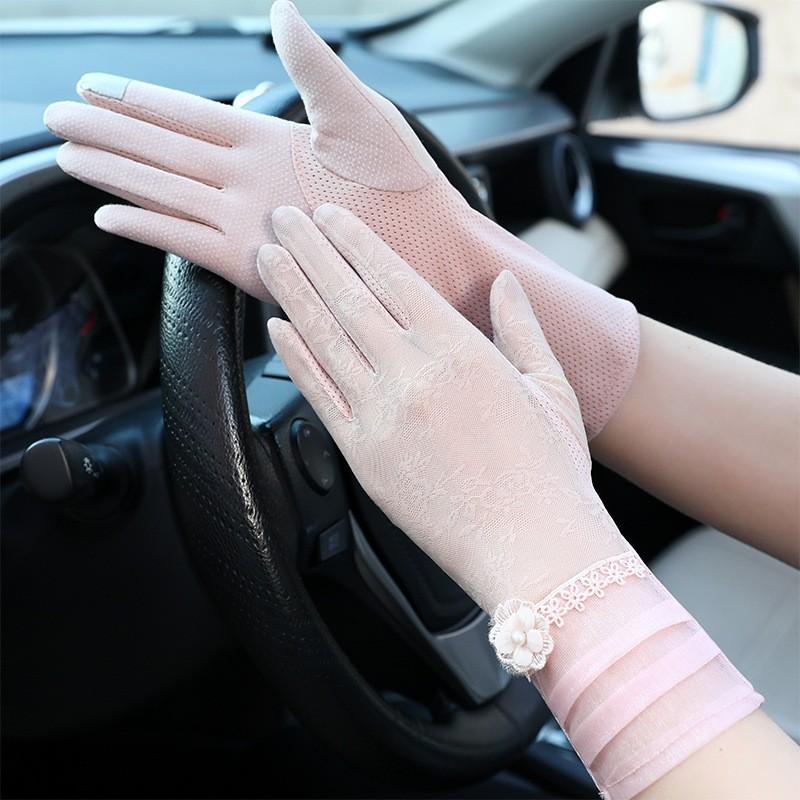 Sunscreen Lace Gloves Spring Bow Touch Screen Gloves Ladies Driving Breathable Outdoor Shade Cycling Summer Gloves