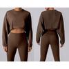 European and American Style Short Gray Fitness Long-Sleeve Cover-Up Shawl Sports Sweatshirt Vest Dance Loose Yoga Top Jacket