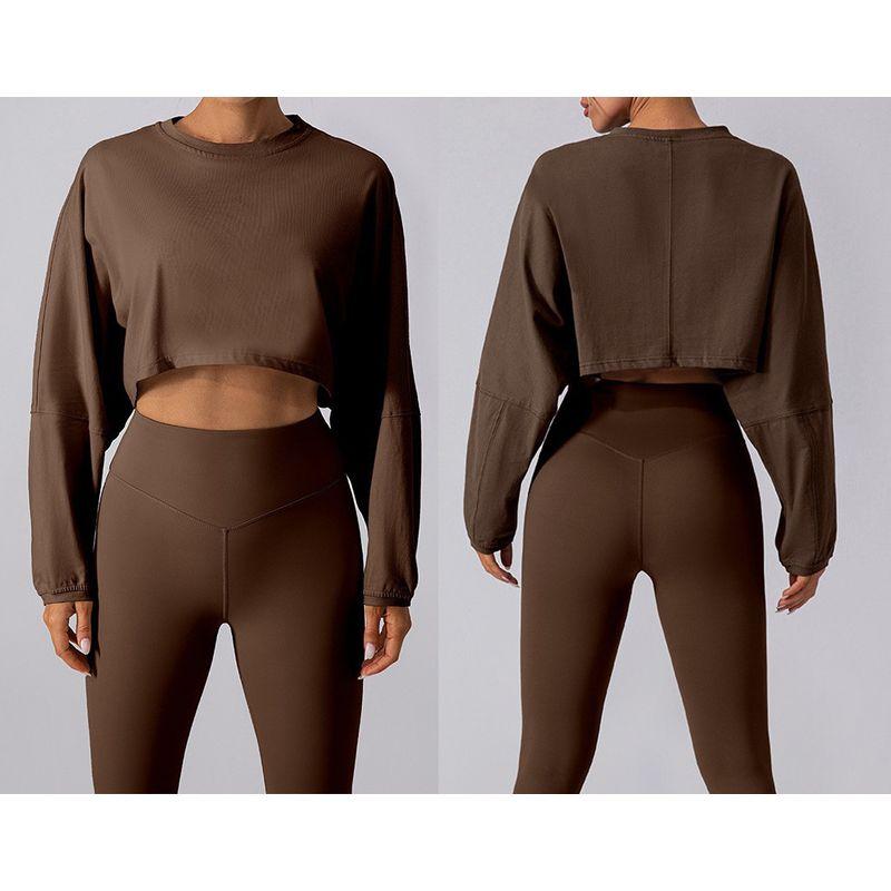 European and American Style Short Gray Fitness Long-Sleeve Cover-Up Shawl Sports Sweatshirt Vest Dance Loose Yoga Top Jacket