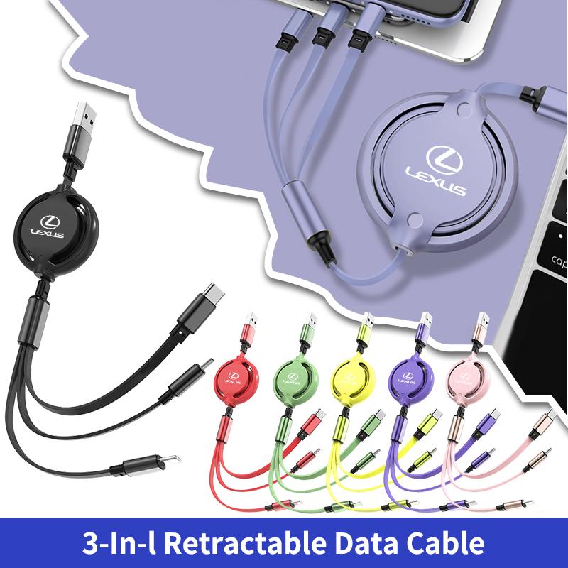CKU5 Car 3-in-1 Charger Data Cable Type C USB Interface Charging Line Interior For Lexus CT ES GS NX IS250 CT200h IS300h ES300h RX400