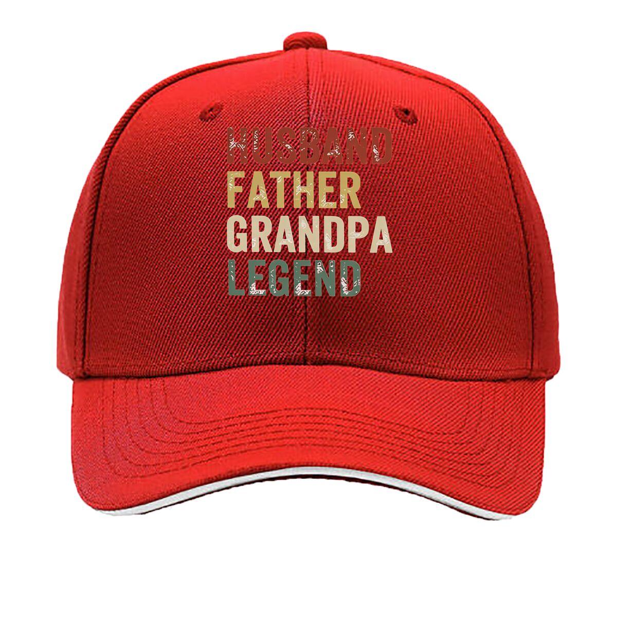Adjustable Baseball Cap with HUSBAND FATHER GRANDPA LEGEND Print Lightweight Breathable s Hat f Sandwich Baseball Cap One Size