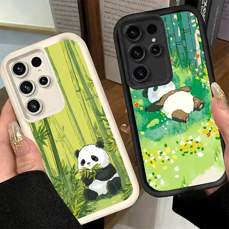 Phone Case for Samsung Galaxy S26 S25 Ultra S24 FE Cute Cartoon Panda Shell S23 Plus S22 + S21 S20 5G Soft Silicone Funda