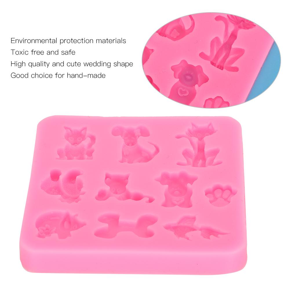 2PCs Silicone Mold DIY Hand Made Tool Cartoon Animals Shape High Temperature Resistance(Pink )
