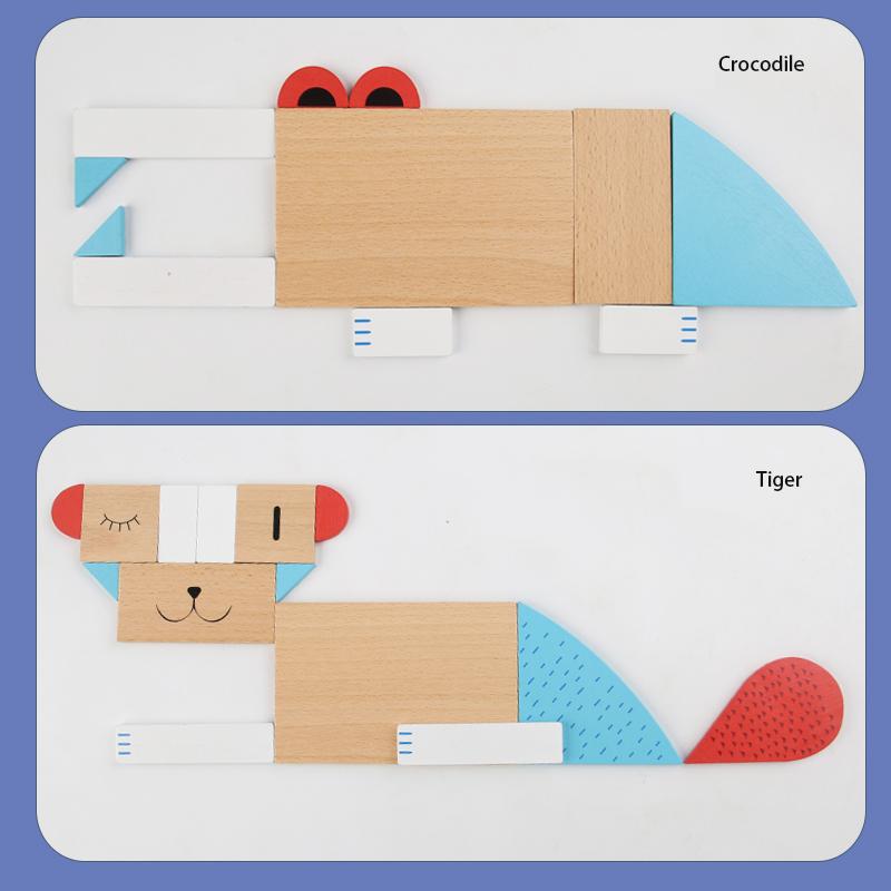 Children Wooden Puzzle Toys Montessori Preschool Education Tangram Game Building Blocks Learning Puzzle Game Kids Festival Toy