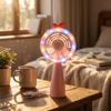 Cute Rainbow Light Portable Handheld Mini Fan Compact Design Lightweight Build Desktop Cooling Fan Stable Operation
