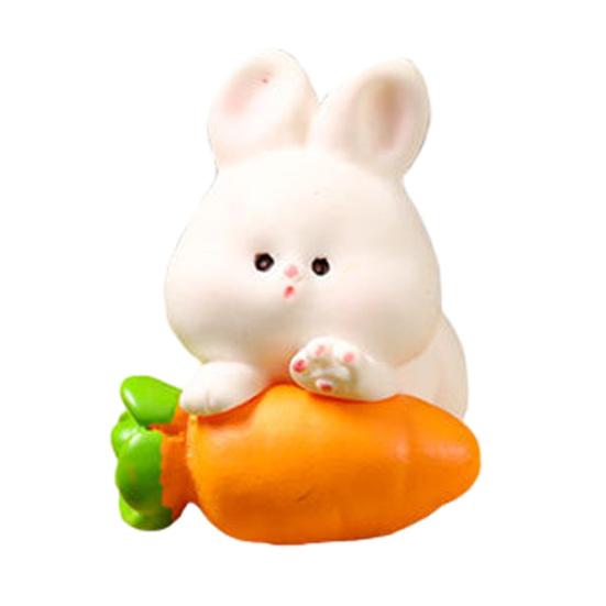 Mini Rabbit Figurine Easter Resin Bunny Miniature Figures Tiny Animal Fairy Garden Ornament for Micro Landscapes Potted Plants Dollhouse Cake