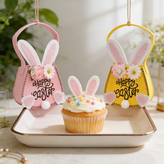 Easter Tote Bag with Handles Reusable Easter Bunny Gift Bag with Rabbit Ear