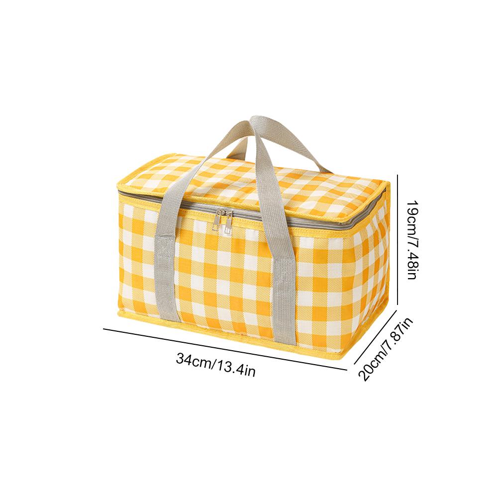 Kostkovaná pikniková taška Velká kapacita Přenosná taška s chladicím sáčkem Ochrana proti chladu Krabička na oběd Izolační taška na pláž Školu Kancelář