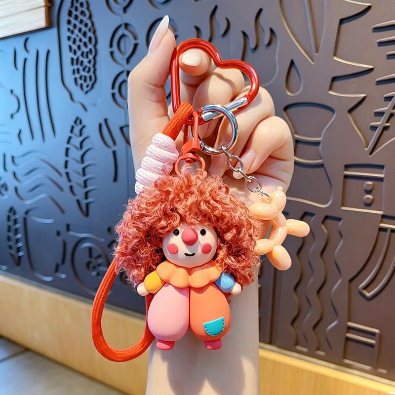 Cartoon Trendy Cool Curly Hair Clown Keychain Pendant Doll Women'S Handbag Accesories Small Trendy Versatile Cute Gifts Keychain