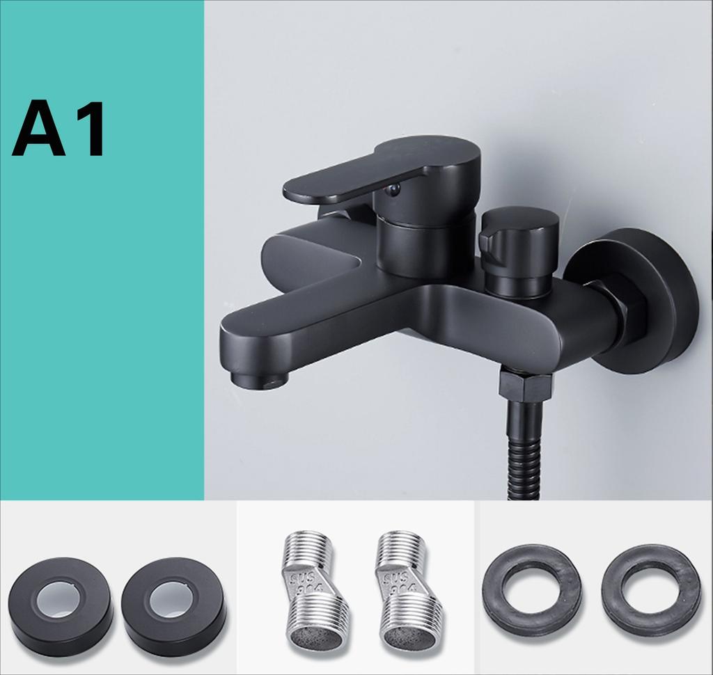 Bathtub Faucet Black Shower Faucet Mixing Valve Side-opening Triple Faucet Hot and Cold Mixer Faucet Bathroom Accessories