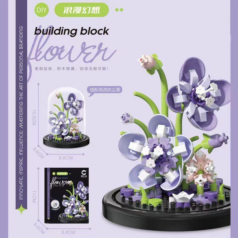 Potted Building Block Simulation Succulent Bouquet Creative Puzzle Building Block Eternal Flower Home Decoration Rose