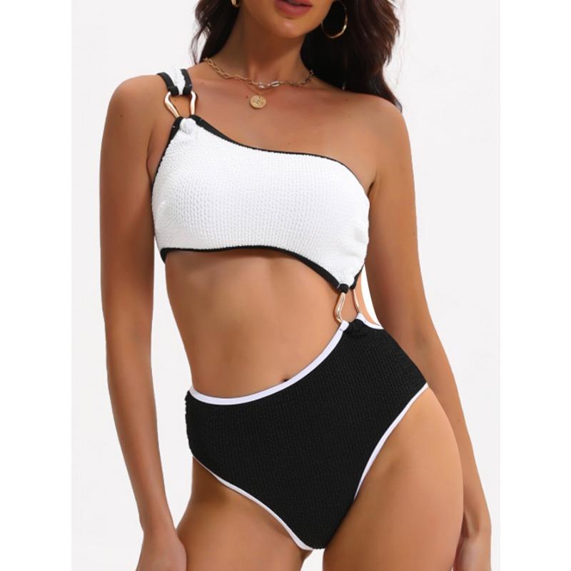 Women's New Color Cutout Sexy Bikini One Piece Swimsuit