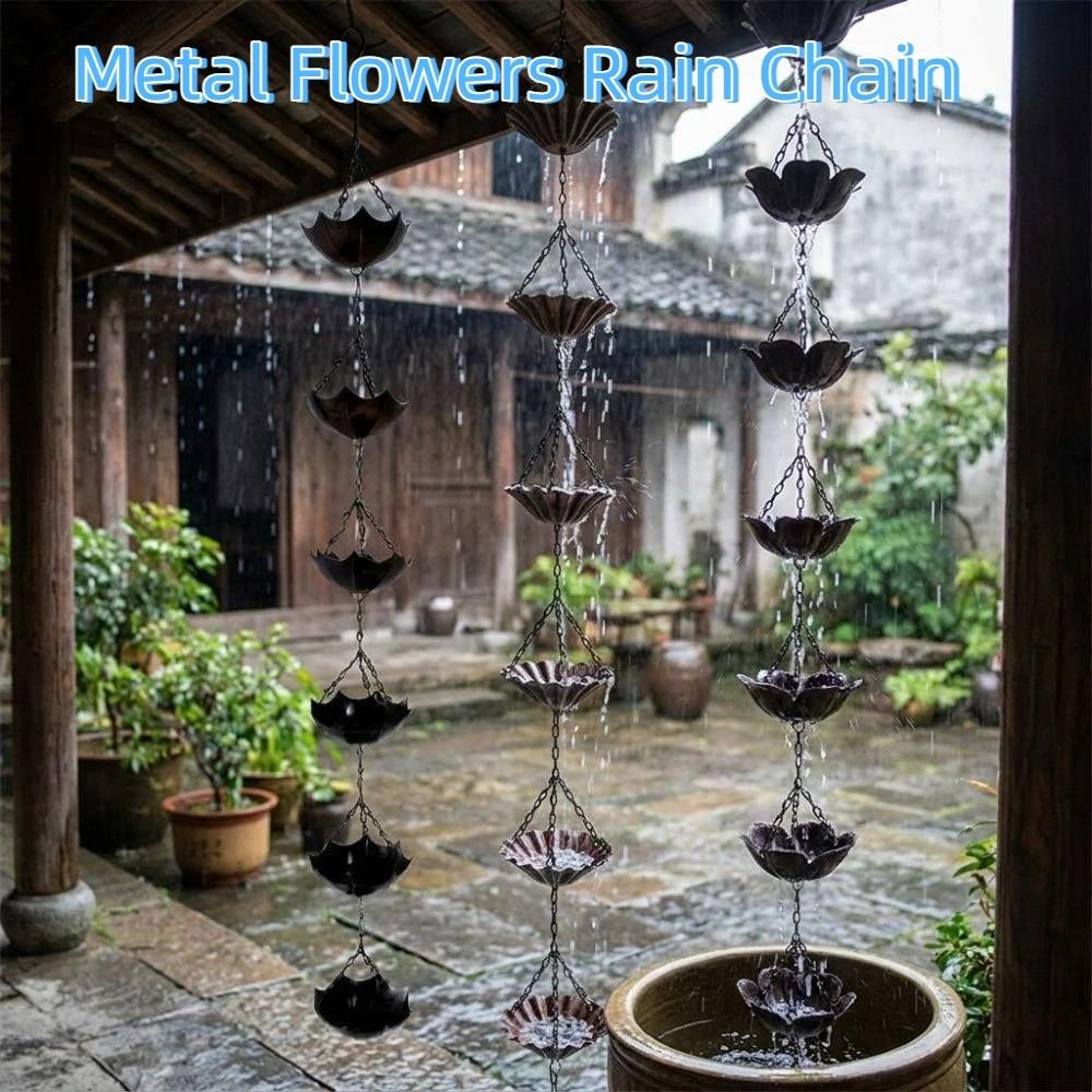 Japanese Style Rain Chain for Gutters 7 Cups Eaves Water Drainage Chain Outdoor Garden