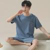 "2024 Men's Thin Cotton Short-Sleeve Pajama Set - Summer Style, Large Sizes Available"