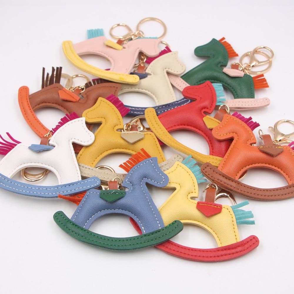 Creative Rocking Horse Boutique Pendant: Carousel Cotton Pony Keychain & Jewelry Chain