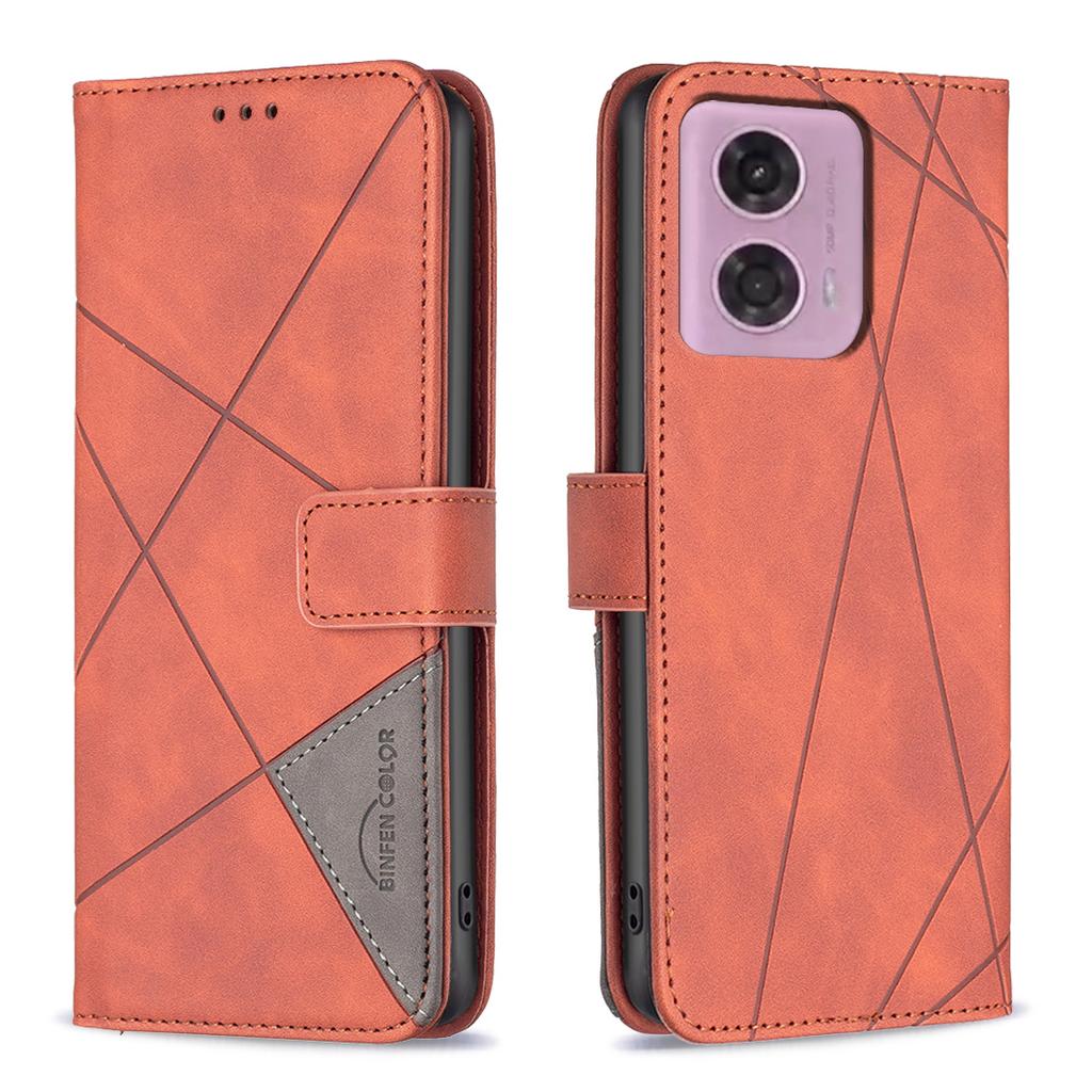 For Motorola Moto E14 4G/G04 4G/G04s 4G/G24 4G Phone Cases Wallet Stand Geometry Imprint Leather Cover