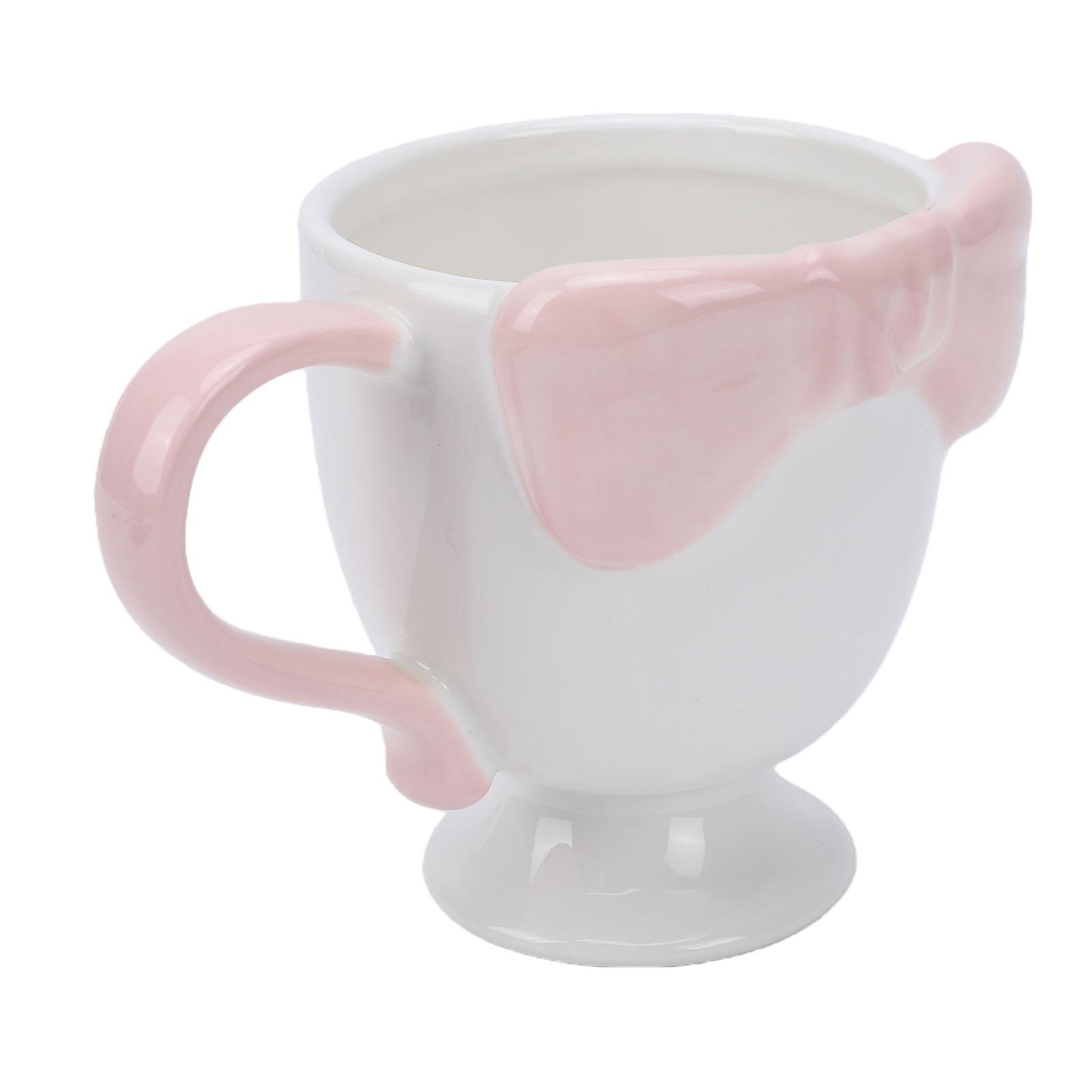 

300ml Bow Coffee Mug Cute 3D Bow Tie Ceramic Coffee Mug High Temperature Resistance for Hot Cold Drinks розовый
