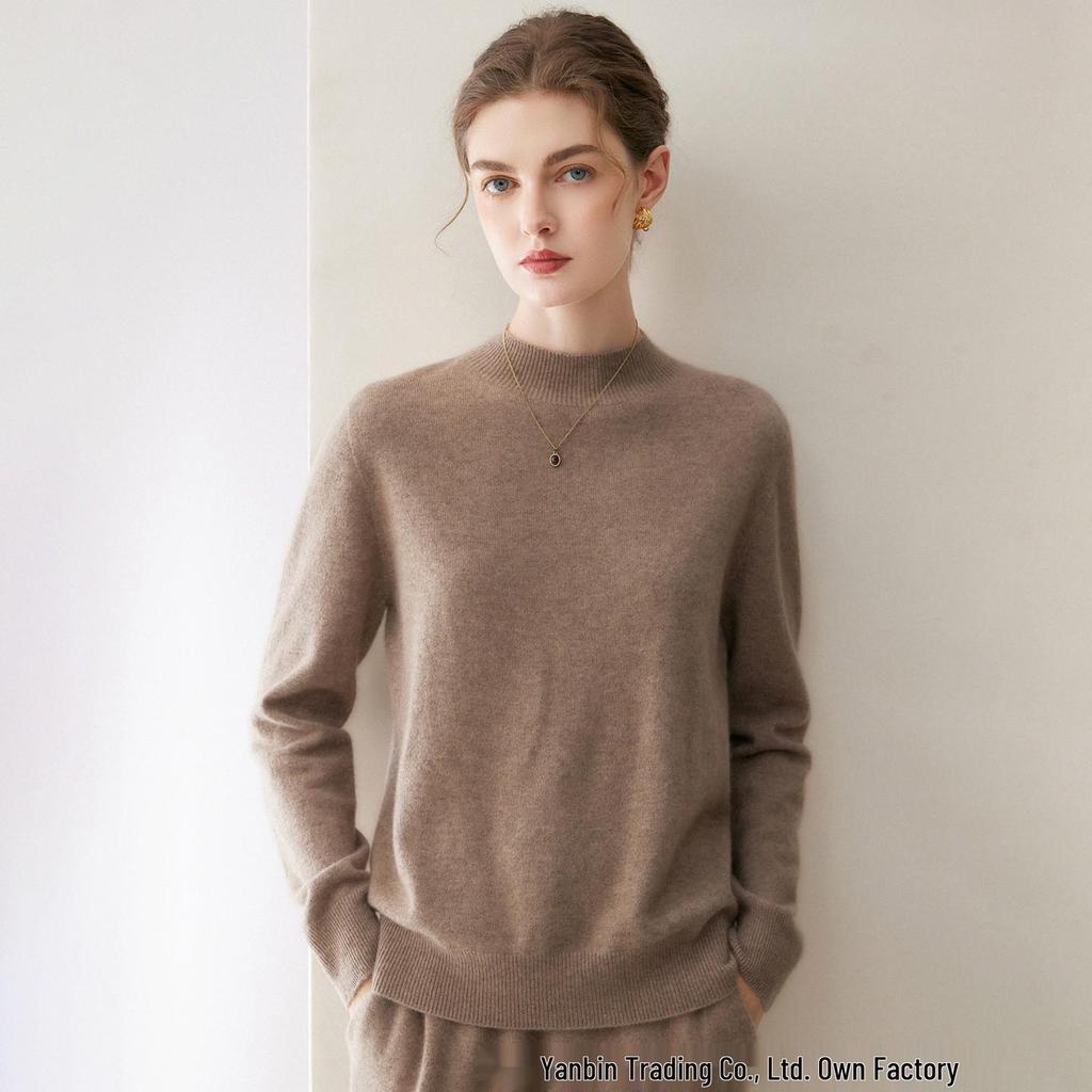 Women's Pure Cashmere Half-High Collar Pullover Knitwear