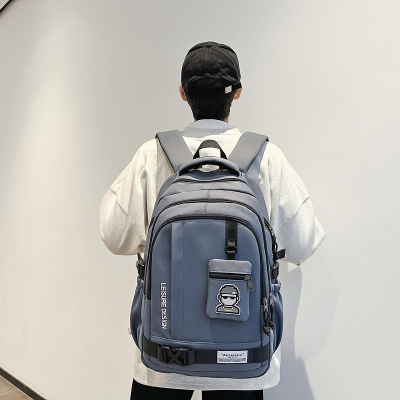Junior High School Student Schoolbag Men's Large Capacity Lightweight and Durable Backpack with Coin Purse