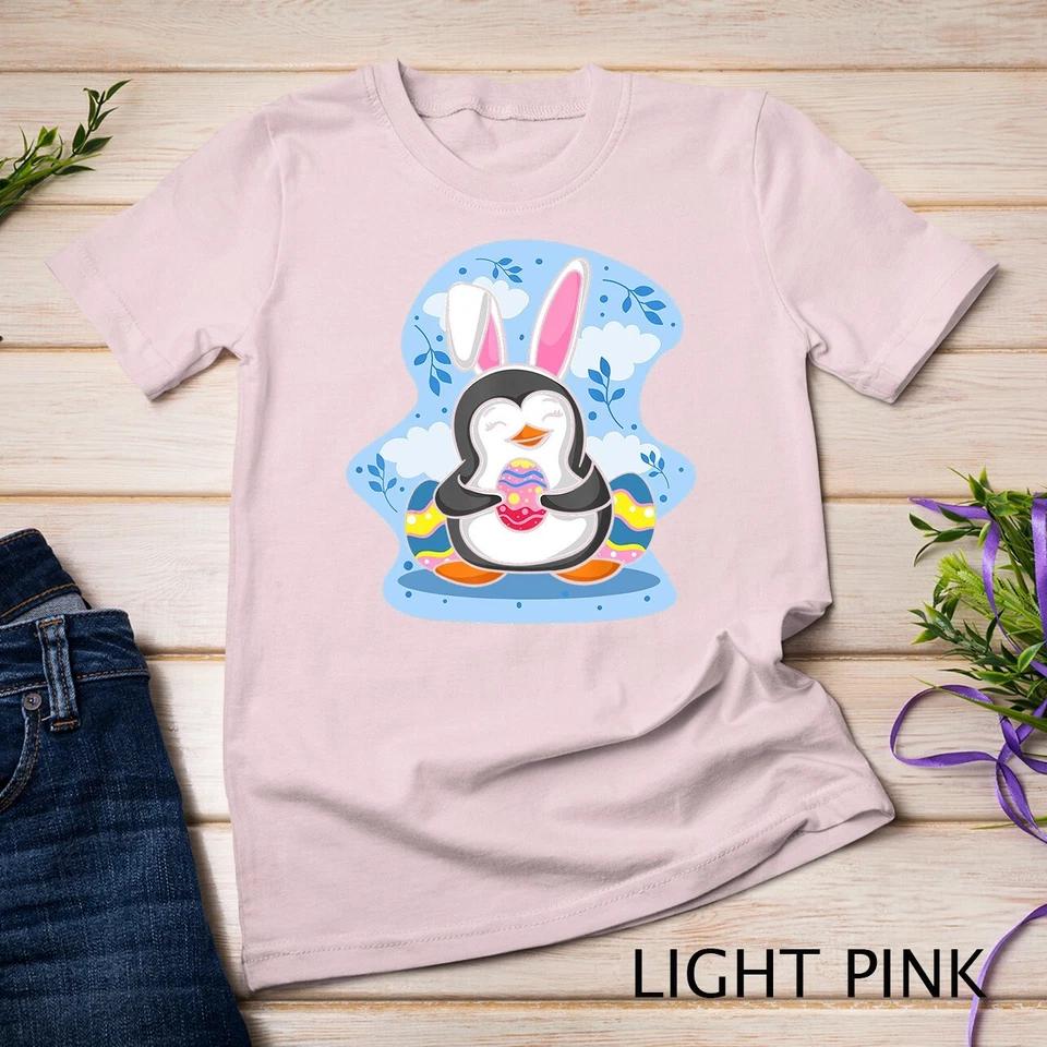 Easter Penguin Holding Egg Cute Bunny Ears Penguin Lover T-Shirt Unisex T-shirt 7 4XL