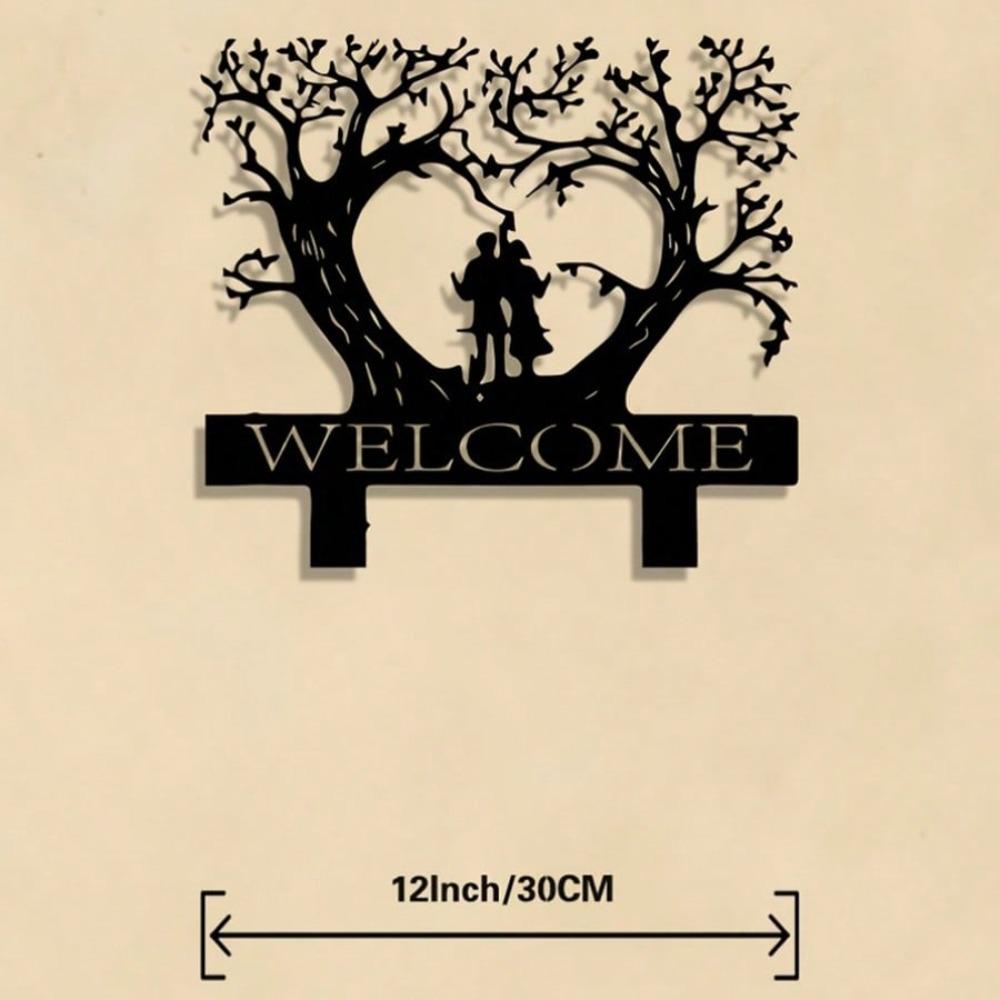 Romantic Love Tree Welcome Metal Wall Art Elegant Iron Sculpture Couple Wedding Valentine Gift Living Room Indoor Decor