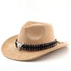 Western cowboy style felt hat tibetan style hat cow head accessories fall and winter jazz hat suede hat