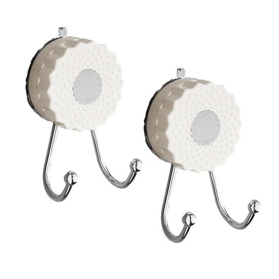 

2Pcs Double Hook Wall Hooks No Punching Towel Hook Suction Cup Strong Load Bearing Hanger Waterproof Rustproof Adjustable Hanging Hook белый