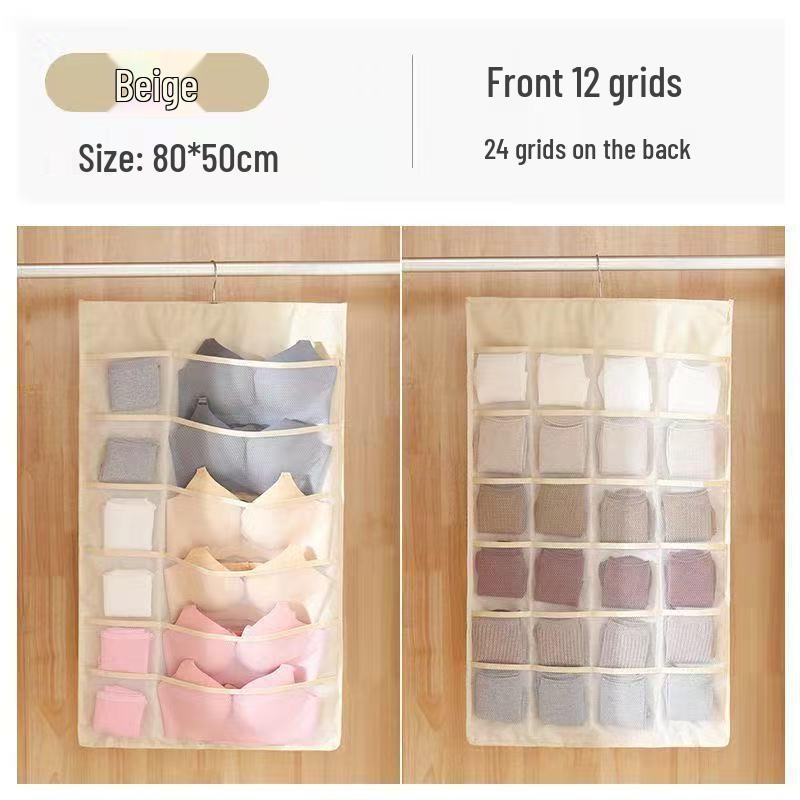 Wall-Mounted Fabric Wardrobe Storage Bag for Underwear, Bras, Socks, and Panties
